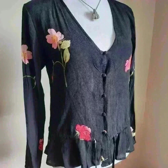 Rails Beaux Blossom Button Up Floral Romantic Prarie Chiffon Blouse S - Picture 4 of 8